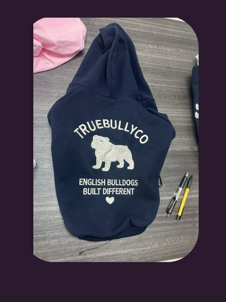 True Bully Co. Signature Navy English Bulldog Hoodie